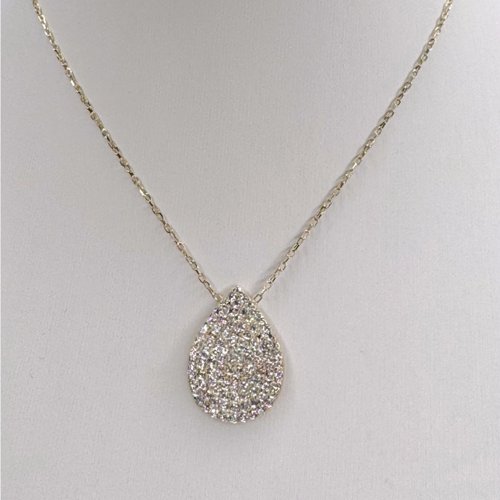 Elegant Gold and Pave Crystals Teardrop Pendant Necklace